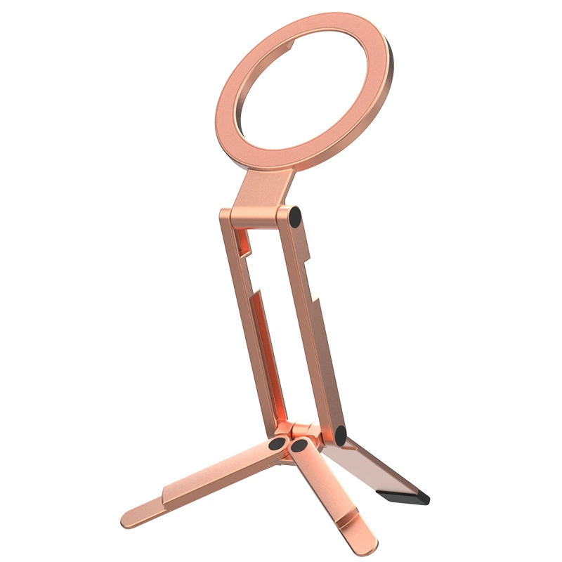 Foldable Magnetic Phone Stand, Portable MagSafe Tripod Phone Holder, Adjustable Aluminum Desktop Phone Holder for iPhone