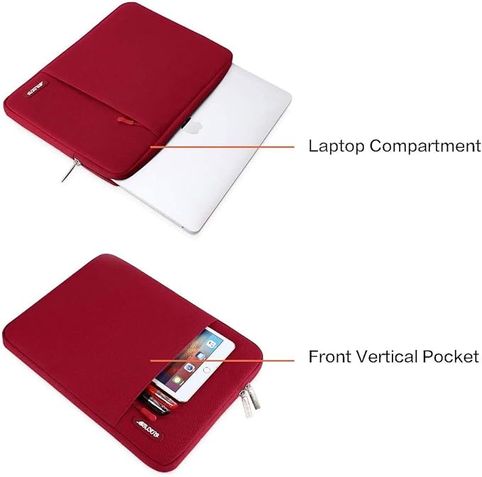 MOSISO Laptop Case 15 inch, 15 inch Laptop Sleeve Compatible with MacBook Air 15 M4 A3241 M3 A3114 M2 A2941 2025 2024 2023,Dell XPS 15,Polyester Vertical Computer Sleeve Bag with Pocket, Red
